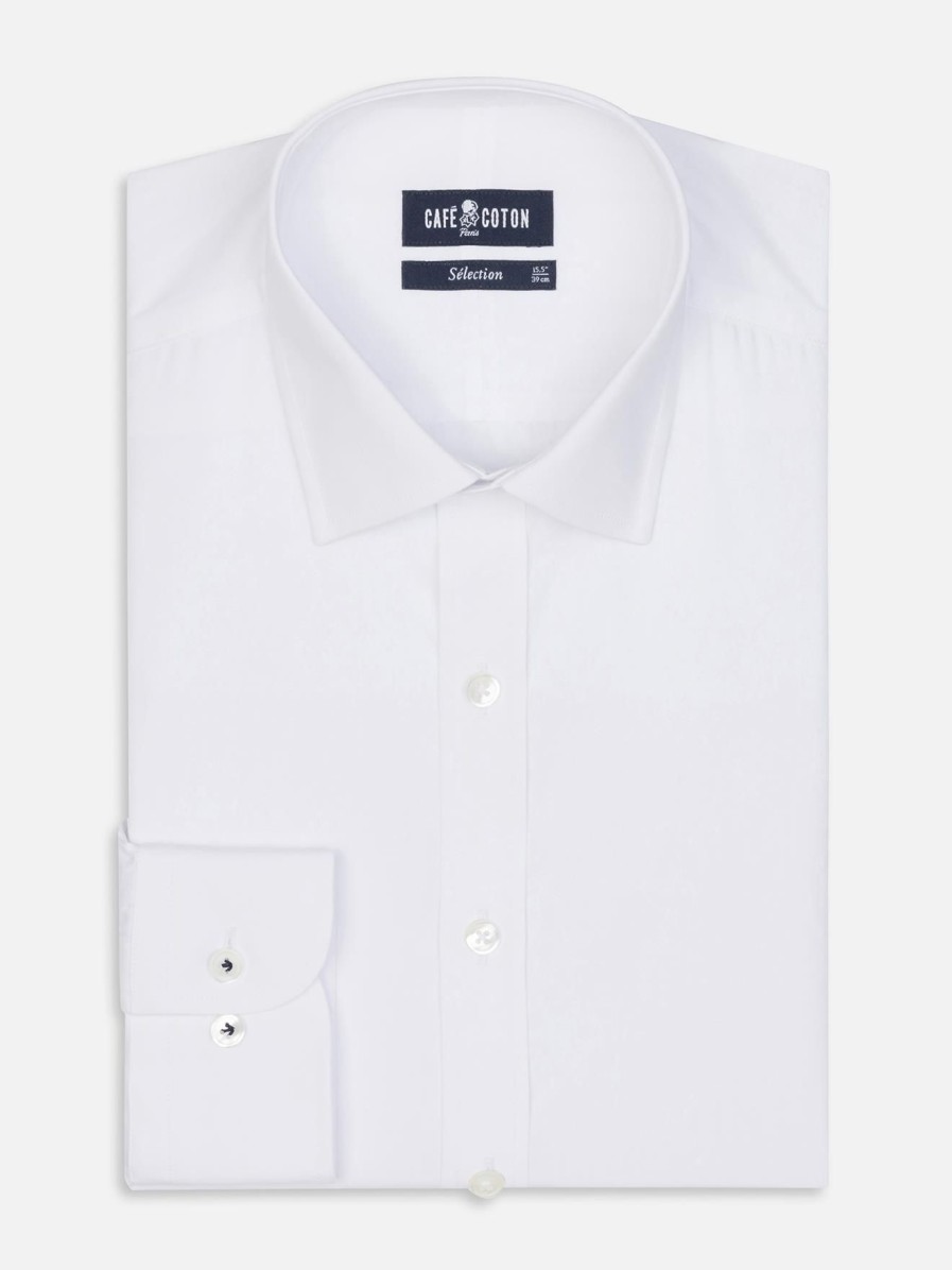 Chemises Homme Café Coton | Chemise En Popeline Royale Blanche