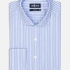 Chemises Homme Café Coton | Chemise Shepherd Ciel A Rayures - Poignets Mousquetaires