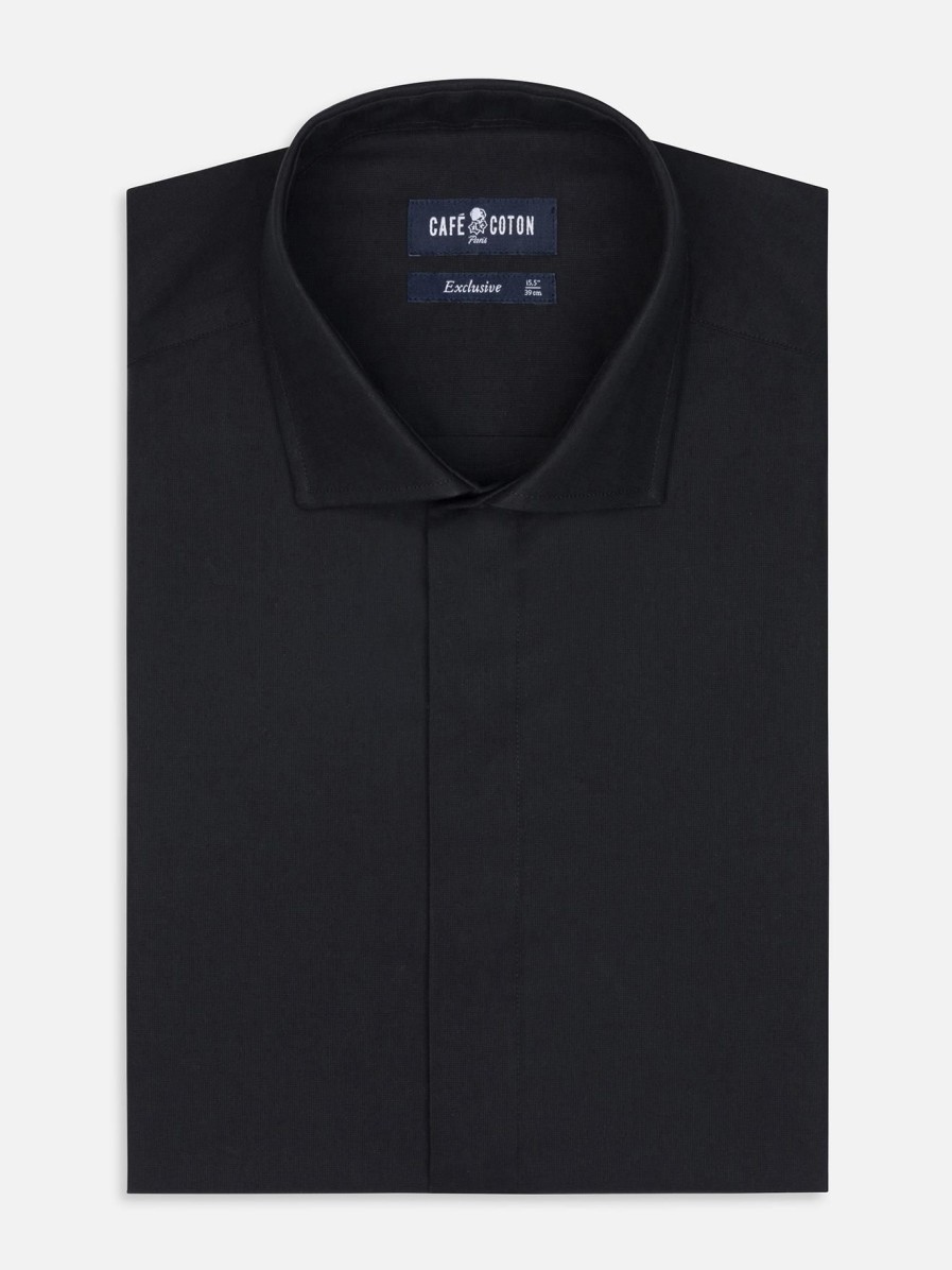 Chemises Homme Café Coton | Chemise Gleeson Noire