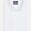 Chemises Homme Café Coton | Chemise Cintree En Pin Point Blanc - Poignets Mousquetaires