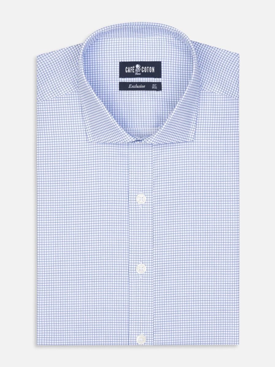 Chemises Homme Café Coton | Chemise Gill A Carreaux Bleu