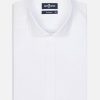 Chemises Homme Café Coton | Chemise Cintree En Pin Point Blanc - Gorge Cachee