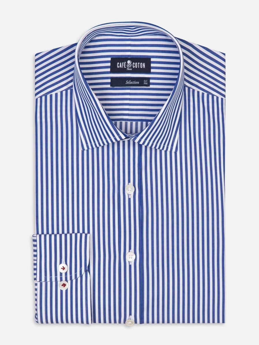 Chemises Homme Café Coton | Chemise Sully A Rayures Marine