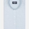 Chemises Homme Café Coton | Chemise Cintree Col Mao Callum Ciel Chine